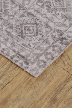 Feizy Nadia Distressed Geometric Rug, Gray/Eggplant Purple, 3ft-6in x 5ft-6in