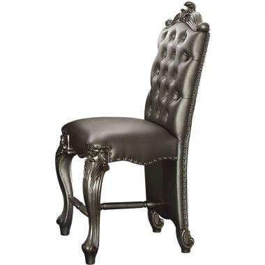 ACME Versailles Counter Height Chair, Silver PU & Antique Platinum - Set of 2