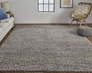 Feizy Berkeley Modern Eco-Friendly Braided Accent Rug, Amathyst/Beige, 3ft-6in x 5ft-6in