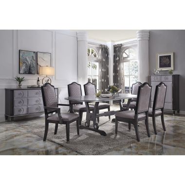 ACME House Beatrice 7pc Dining Table Set in Charcoal Finish