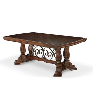 AICO Windsor Court Rectangular Dining Table in Vintage Fruitwood Finish 