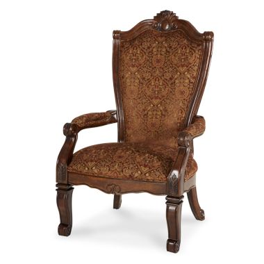AICO Windsor Court Fabric Arm Chair in Vintage Fruitwood Finish (Set of 2)