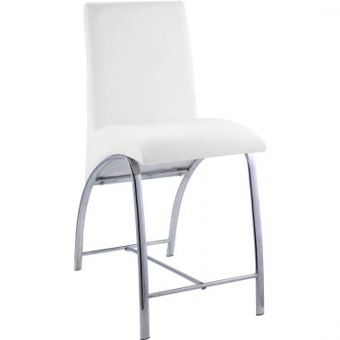 ACME Gordie Counter Height Chair, White PU and Chrome - Set of 2
