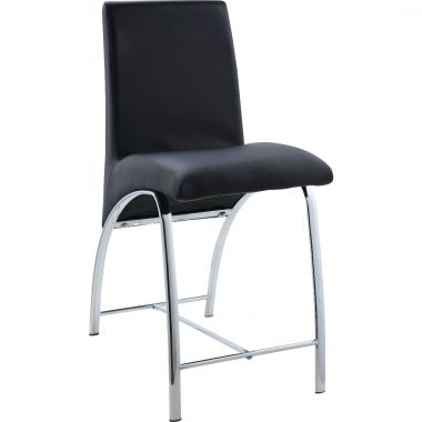 ACME Gordie Counter Height Chair, Black PU and Chrome - Set of 2