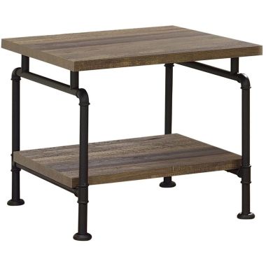Coaster Shelf Storage End Table in Rustic Oak and Black