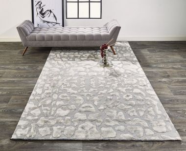 Feizy Mali Lustrous Tufted Abstract Rug, Silver Gray, 3ft - 6in x 5ft - 6in Area Rug