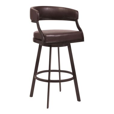 Armen Living Dione 30" Bar Height Barstool in Auburn Bay and Brown Faux Leather