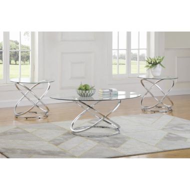 Coaster 3-Piece Occasional Set in Chrome and Clear