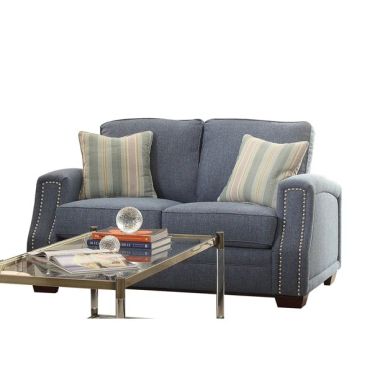 ACME Betisa Furniture Warehouse Loveseat with 2 Pillows in Light Blue Fabric