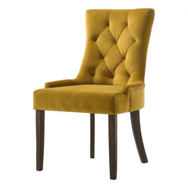 ACME Farren Side Chair in Yellow Velvet & Espresso Finish - Set of 2