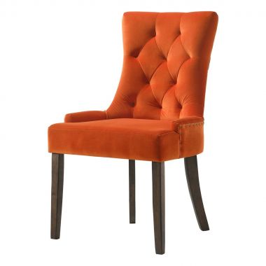 ACME Farren Side Chair in Orange Velvet & Espresso Finish - Set of 2