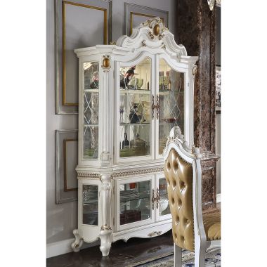 ACME Picardy Curio Cabinet, Antique Pearl
