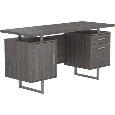 Coaster Lawtey Floating Top Office Desk in Weathered Grey