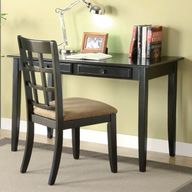 Coaster 800779 Black Traditional 2Pc Desk and Chair Set
