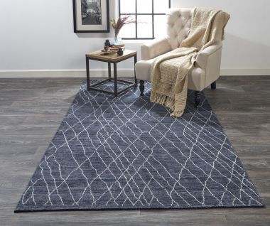 Feizy Lennox Modern Abstract Minimalist Rug, Navy Blue, 3ft - 6in x 5ft - 6in Area Rug