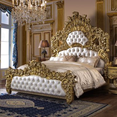 Homey Design HD-8086 Eastern King Bed in Metallic Gold