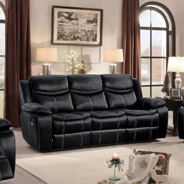 Homelegance Bastrop Double Reclining Sofa in Black
