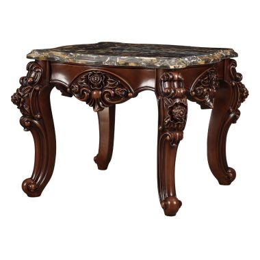 ACME Forsythia End Table, Patterned Marble and Walnut