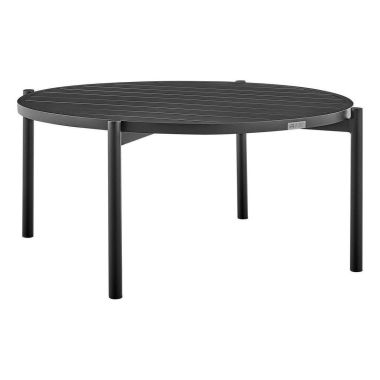 Armen Living Tiffany Outdoor Patio Ruond Coffee Table in Black Aluminum