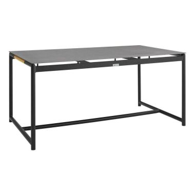 Armen Living Royal Outdoor Dining Table with Stone Top in Black Aluminum