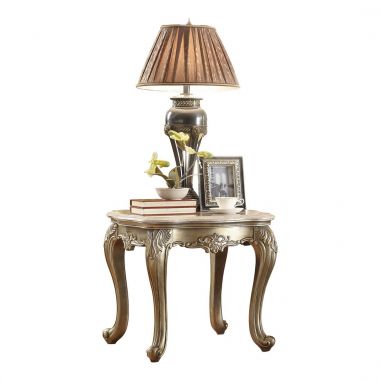 Homelegance Florentina End Table, Marble Top in Gold