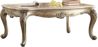 Homelegance Florentina Cocktail Table in Marble Top in Gold