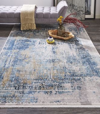 Feizy Cadiz Lustrous Gradient Rug, Distressed, Blue/Gray, 3ft - 1in x 5ft Area Rug