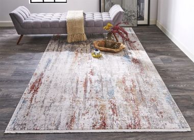 Feizy Cadiz Lustrous Gradient Rug, Gray/Red/Blue, 4ft-10in x 7ft-10in Area Rug