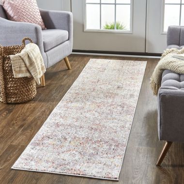 Feizy Armant Bohemian Distressed Ornamental Runner, Pink/Gray, 2ft - 3in x 7ft - 9in