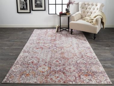 Feizy Armant Bohemian Distressed Ornamental Area Rug, Pink/Gray, 5ft - 3in x 7ft - 6in