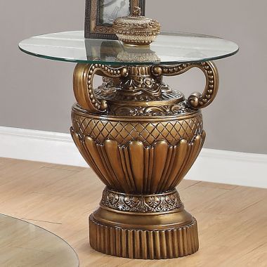 Homey Design HD-8908B End Table in Bronze