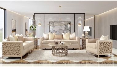 Homey Design HD-8911 3pc Livingroom Set in Champagne