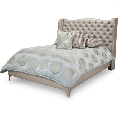 AICO Michael Amini Hollywood Loft Queen Upholstered Platform Bed Frost