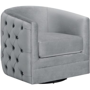 Coaster Upholstered Swivel Accent Chair in Grey