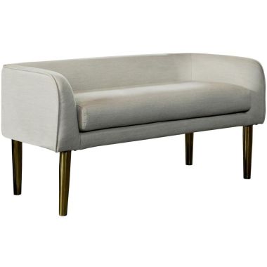 Coaster Low Back Upholstered Bench in Light Grey and Gold