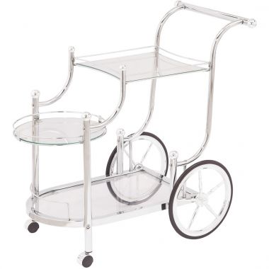 Coaster 910076 Wheeled Serving Cart with Chrome Finials in Chrome