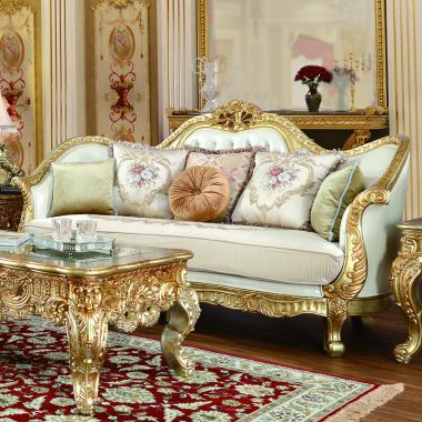 Homey Design HD-91630 Sofa in Metallic Antiqued Gold