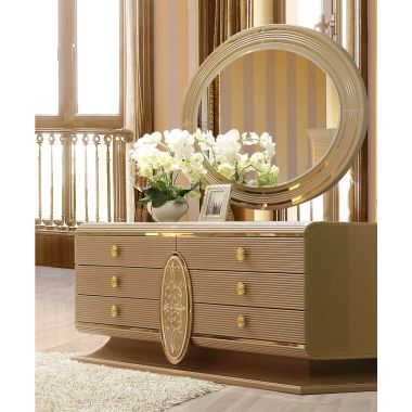 Homey Design HD-922 Dresser with Mirror in Belle Silver