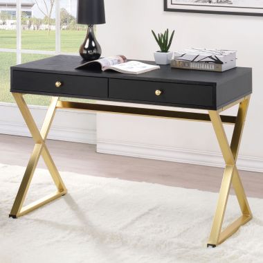 ACME Coleen Desk, Black and Brass