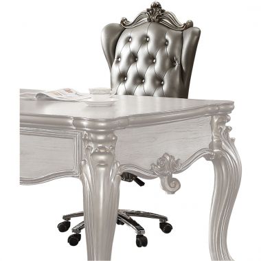ACME Versailles Executive Chair, Silver PU & Antique Platinum