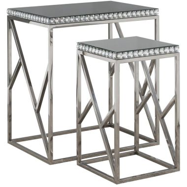 Coaster 2-Piece Mirror Top Nesting Tables in Silver