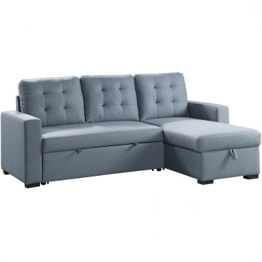 Homelegance Cornish 2Pc Reversible Sectional with Pull-out Bed in Blue