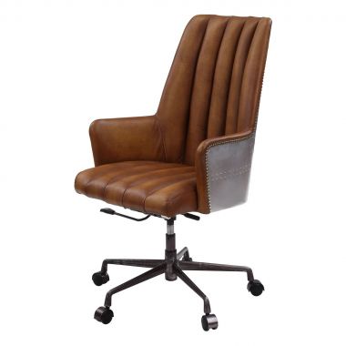 ACME Salvol Office Chair in Sahara Leather & Aluminum