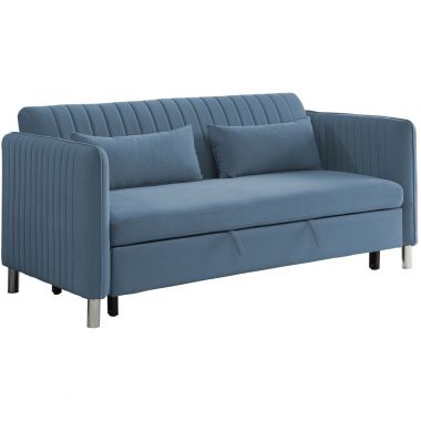 Homelegance Greenway Convertible Studio Sofa with Pull-out Bed in Blue