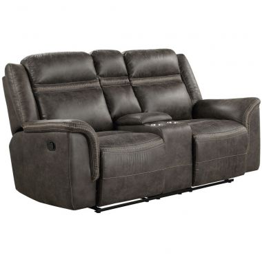 Homelegance Boise Double Reclining Loveseat with Console in Brown