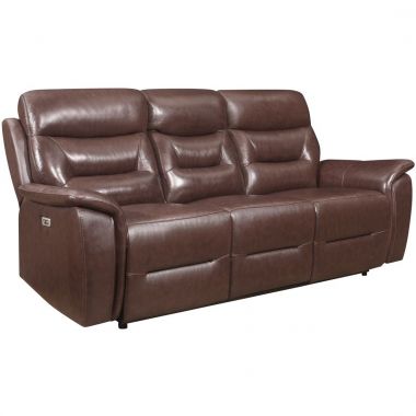 Homelegance Armando Power Double Reclining Sofa with Power Headrests s in Brown