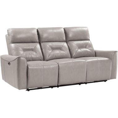 Homelegance Burwell Power Double Reclining Sofa with USB ports in Light Gray