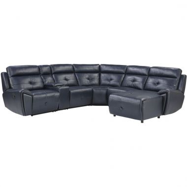 Homelegance Avenue 6Pc Modular Reclining Sectional with Right Chaise in Navy
