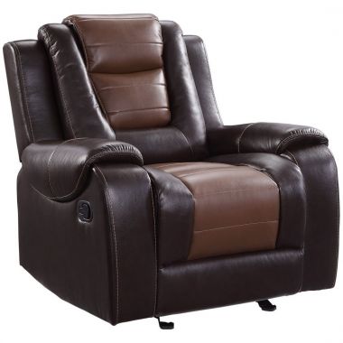 Homelegance Briscoe Glider Reclining Chair in Light Brown and Dark Brown
