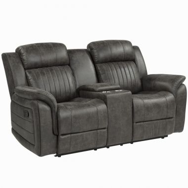 Homelegance Centeroak Double Reclining Loveseat with Console in Brownish Gray